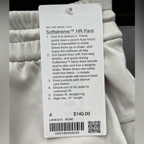 Lululemon Softstreme High-Rise Pant *Full Length “Bone” NWT - Picture 3 of 8